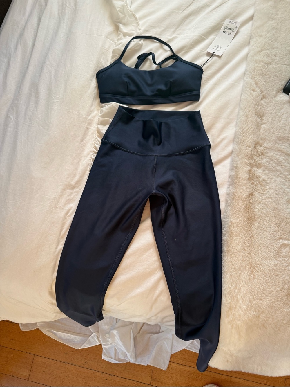 Alo Navy Yoga Pants with Matching Sports Bra